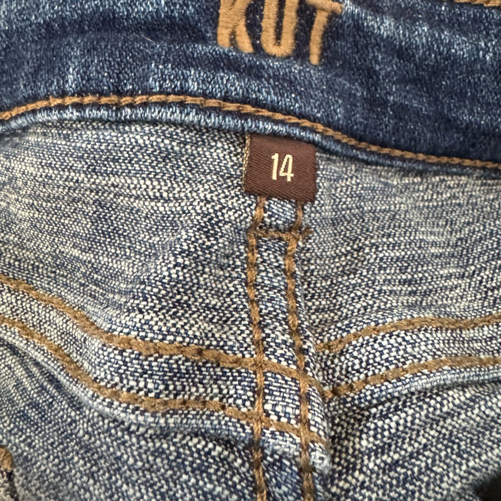 Kut from the Kloth High Rise Ankle Straight Leg Jeans, size 14, raw hem, .